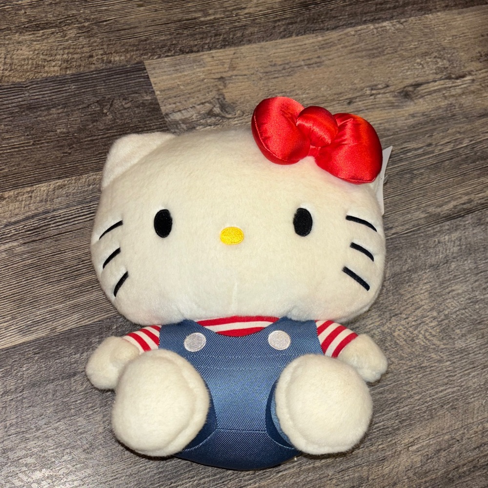 Kidrobot Hello Kitty Plush with Red Bow and Blue Outfit